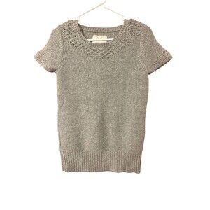 American Eagle Outfitters Short Sleeve Woo Knit Sweater Gray Womens Size Medium